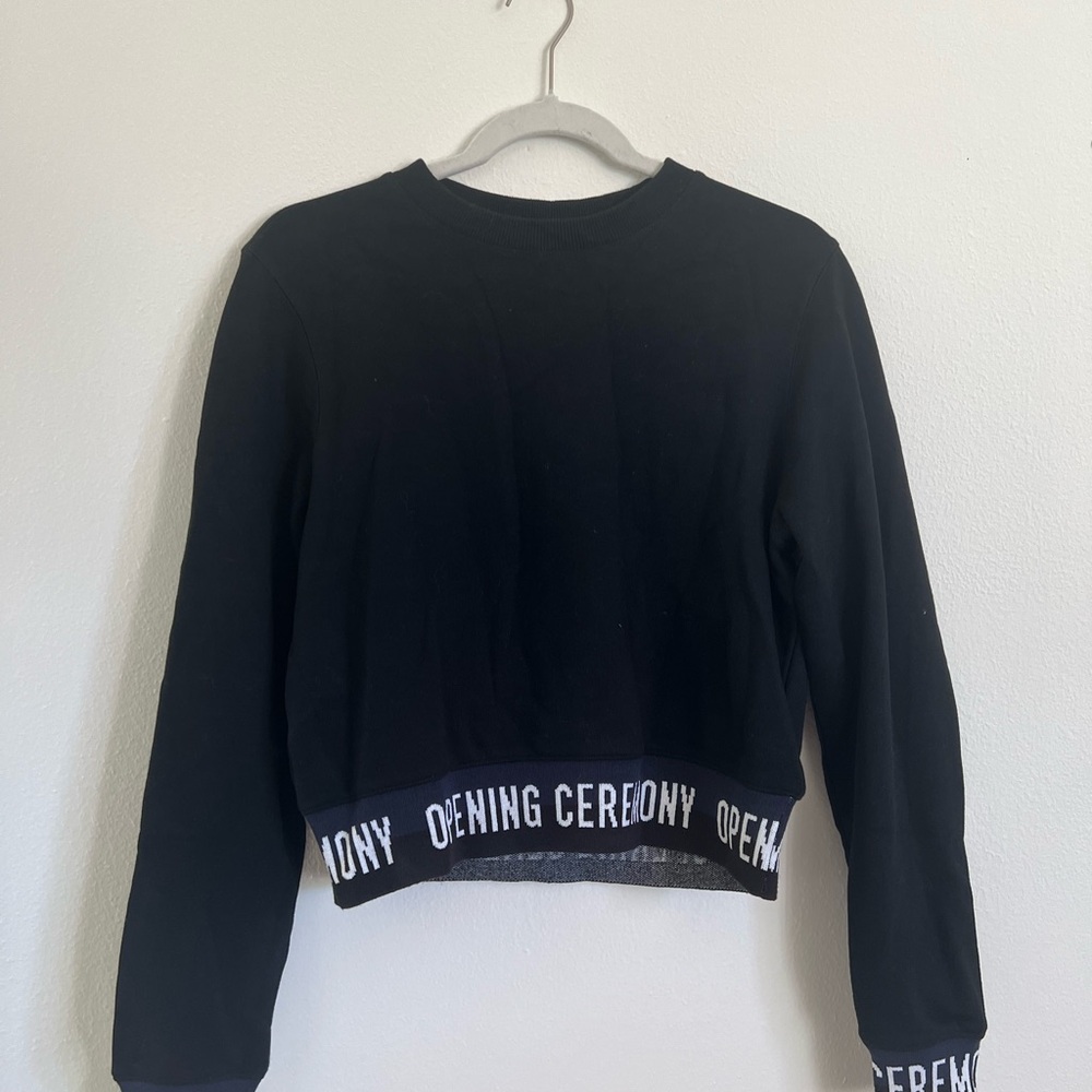 Opening Ceremony Black Sweatshirt with Logo Hem